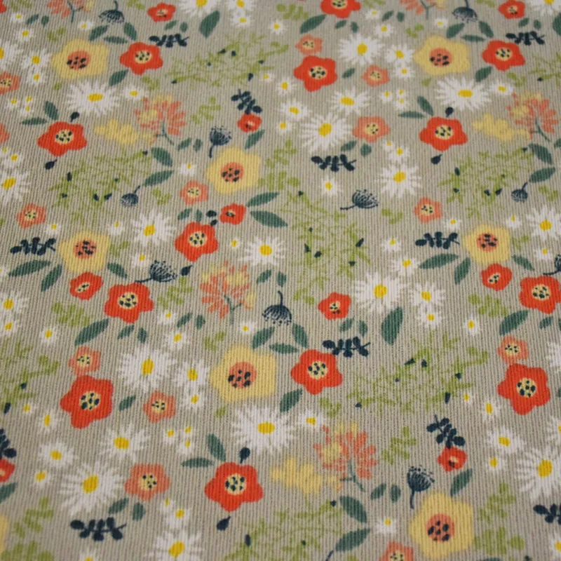 Полуметровая свежая Красивая Вельветовая ткань с маленьким цветочным принтом