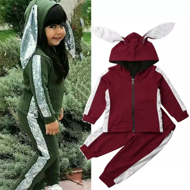 Одежда для маленьких девочек Осенний детский спортивный костюм теплая