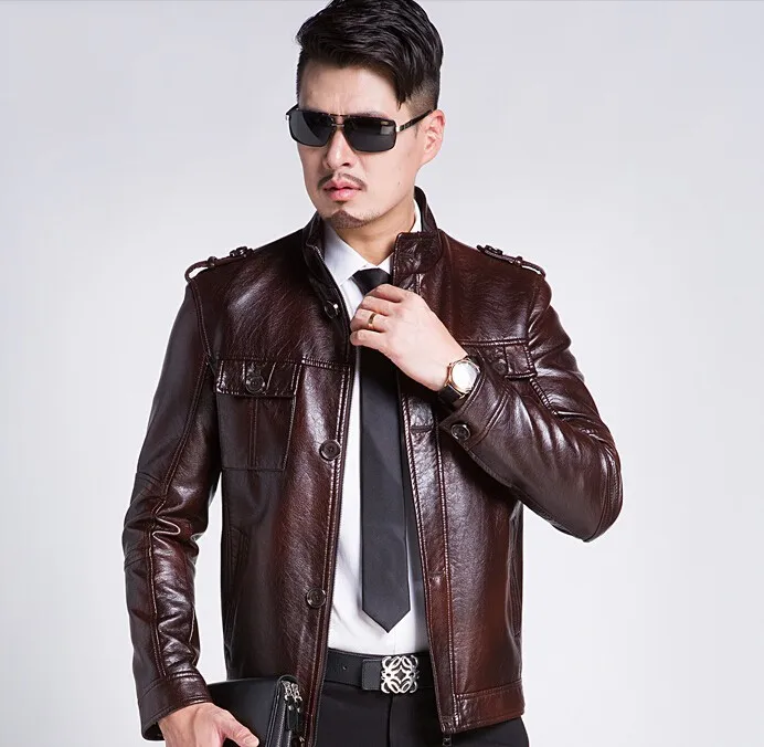 Куртка мужская с воротником-стойкой повседневная мотоциклетная куртка из