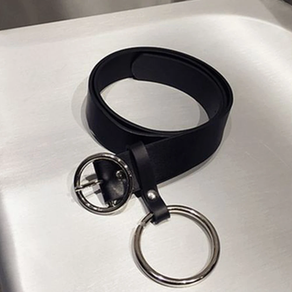 Ремень из искусственной кожи женский модный прочный пояс с большим кольцом