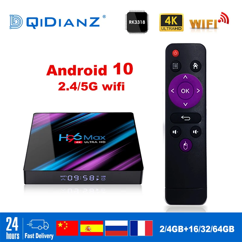 Умная ТВ приставка H96max Android 10 Google Assistant 4K Dual Wifi BT медиаплеер Play Store бесплатное