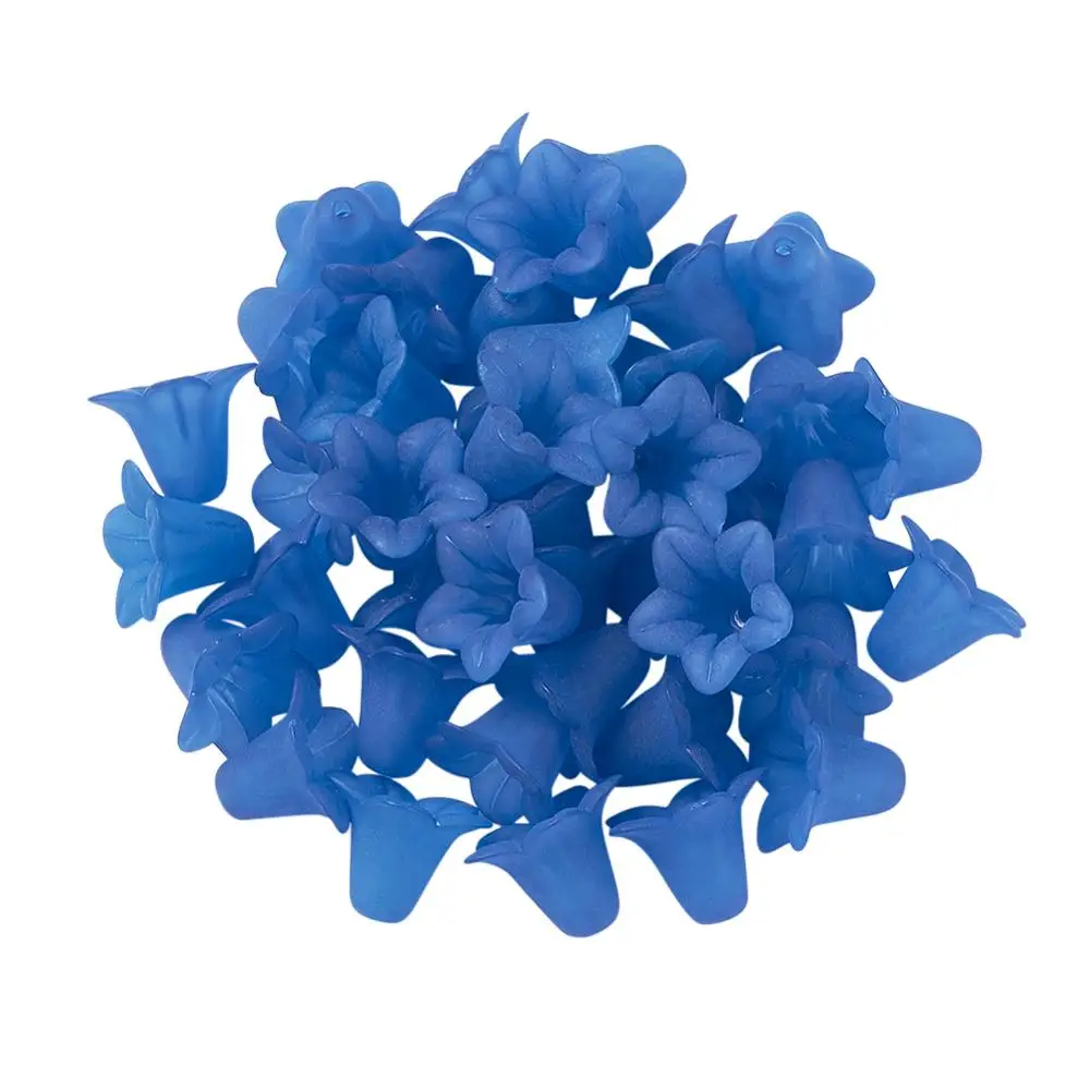 Blue 50 шт. Матовые прозрачные акриловые бусины в виде цветов для сережек, ожерелья, браслеты, ювелирные изделия DIY белый красный 16x12 мм отверстие: 1,5 мм - Цвет: Blue