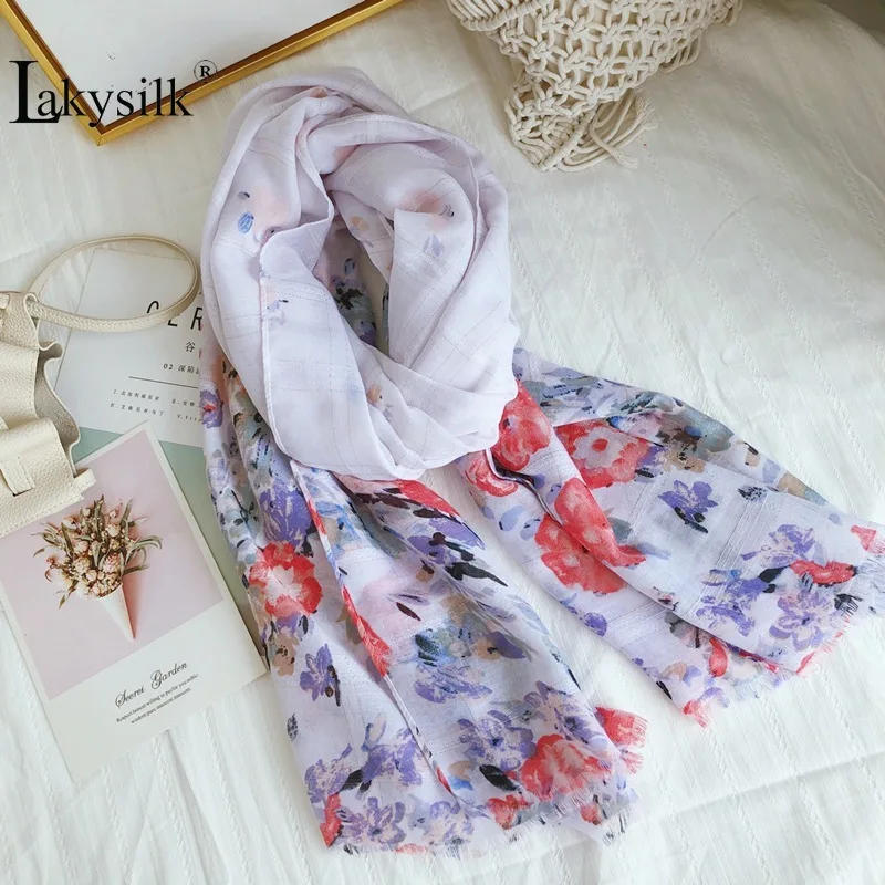 Женский элегантный шарф с принтом маргариток на весну и лето Открытый шейный