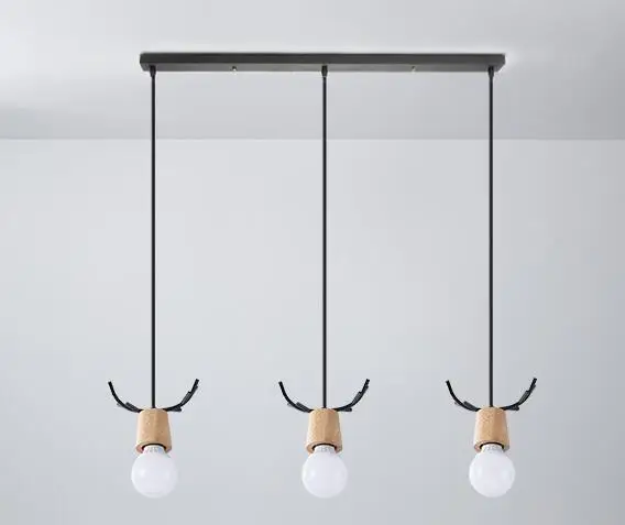 3 heads Bar 50cm Скандинавские деревянные подвесные лампы для ресторана, спальни, гостиной, бара, подвесные светильники, креативная железная Подвесная лампа - Цвет корпуса: 3 heads Bar 50cm