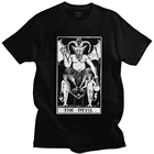 Новинка, Мужская хлопковая футболка с коротким рукавом с изображением дьявола, Таро