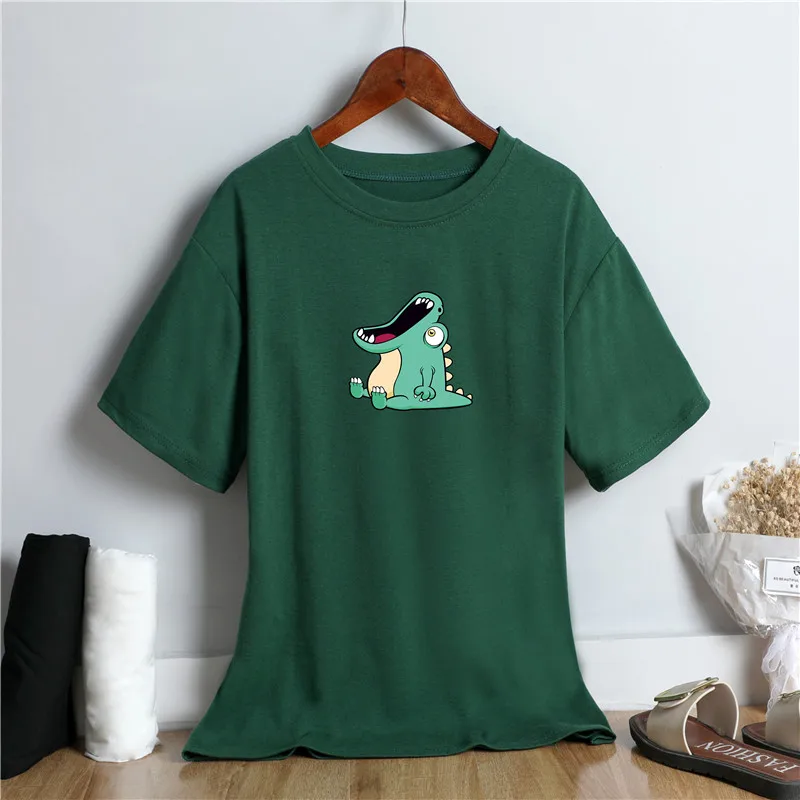 Модная женская футболка INS милая длинная свободная с T REX женские топы летняя