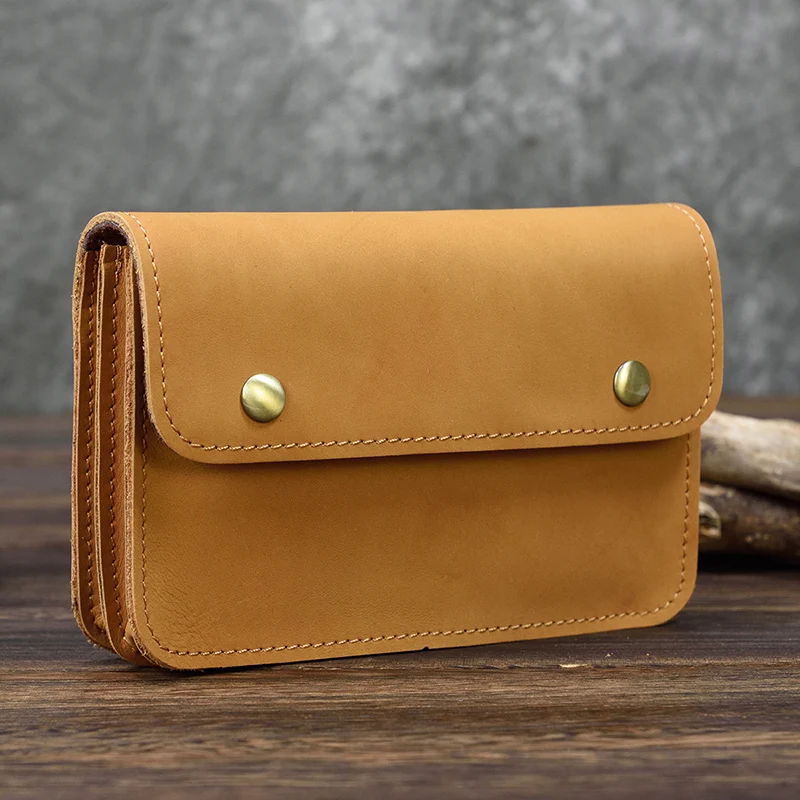 

MAHEU Genuine Leather Fashion Clutch Bag Hand Wallet For Men Women Vintage Retro Style Clutches Purse on Hand on Waist Dual Use