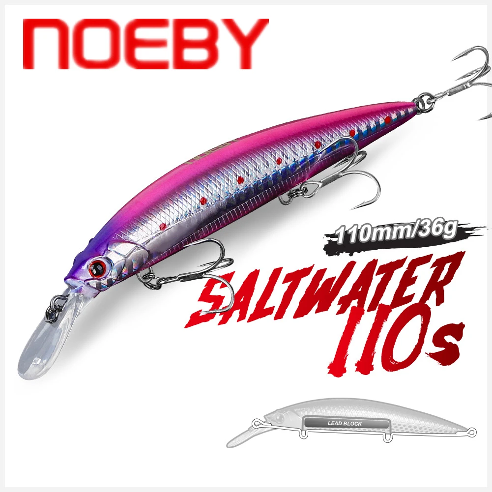 

NOEBY Sinking Minnow Fishing Lures 110mm 36g Wobbler Jerkbait Artificial Hard Baits for Sea Bass Pike Winter Tackle Fishing Lure