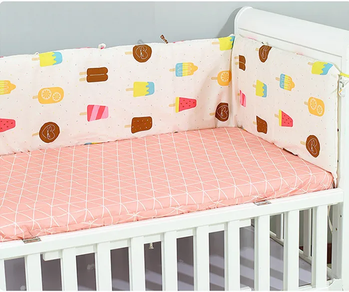 

6PCS Newborn Bedding Room Decor Baby Bedding Set for Girls,Kit Crib Bedding protetor de berço (4bumper+sheet+pillow cover)