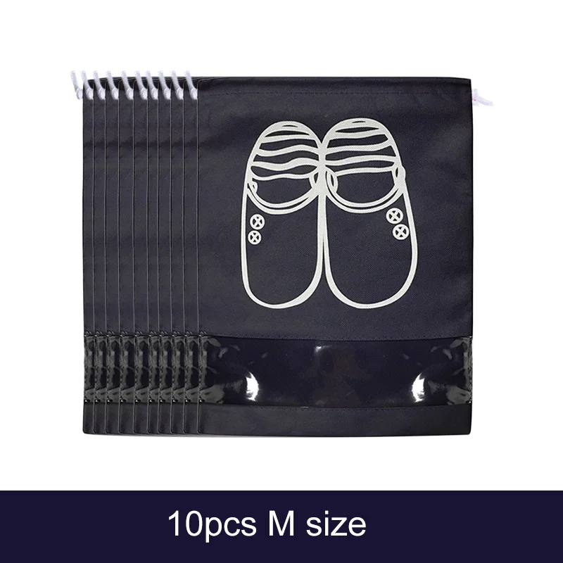 M-Dark blue Органайзер для шкафа, Нетканая сумка для хранения обуви, переносная сумка для путешествий, водонепроницаемая сумка с карманом для одежды, сумка для хранения 10 шт - Цвет: M-Dark blue