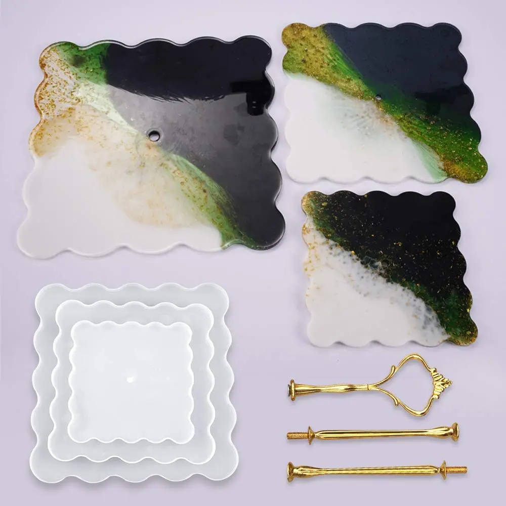 3 Слои подставка для Свадебного Торта Силиконовой смолевой пресс формы