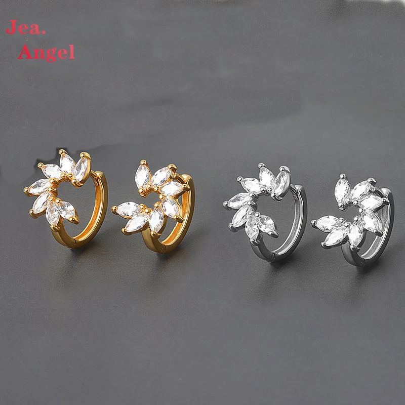

Jea.Angel 2021 Новинка INS корейский стиль легкие Роскошные модные циркониевые серьги с цветком и кристаллами женские ушные пуговицы аксессуары дл...