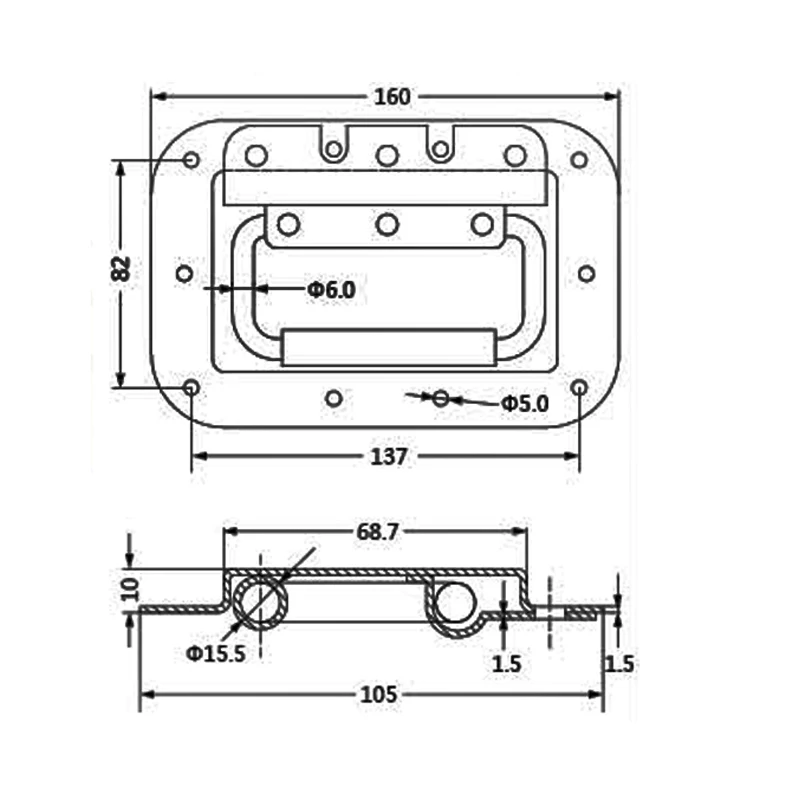 Домашняя мебель шкафчик фурнитура подпружиненная стальная Встраиваемая ручка с
