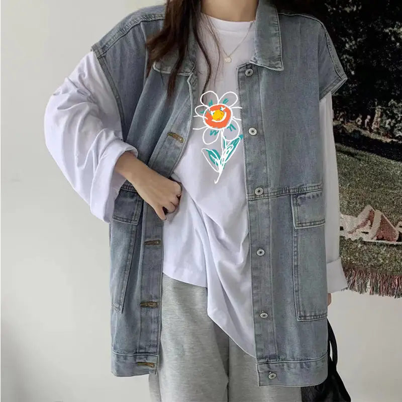 Осенний джинсовый жилет + базовый длинный рукав повседневные брюки новинка 2021