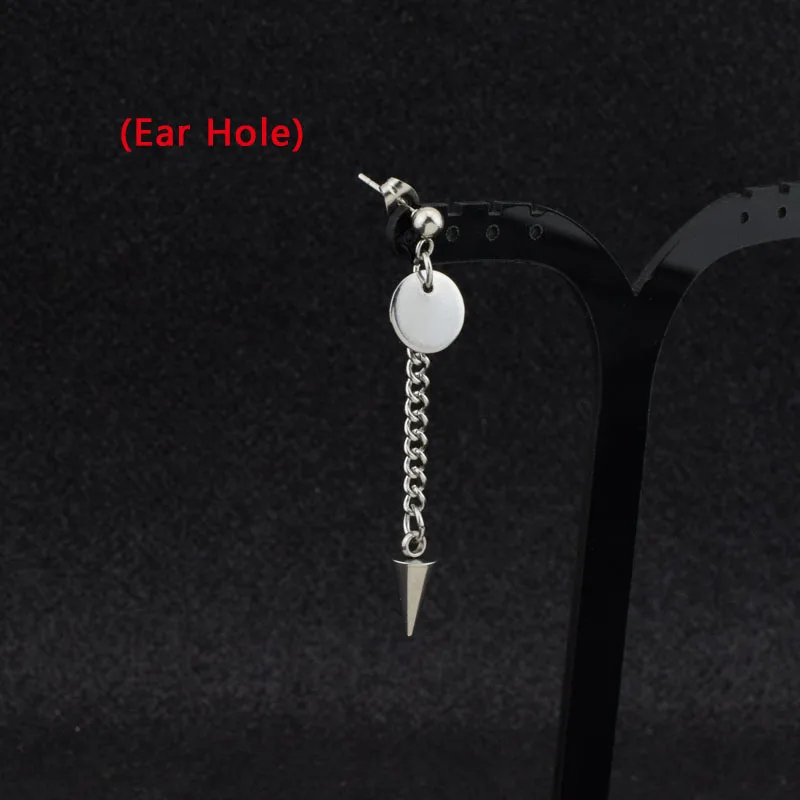 2 Ear Hole Серьги в стиле панк из нержавеющей стали, зажим для женщин и мужчин, перо, лезвие, крест конус кисточка, цепочка, подвеска для мальчиков и девочек, рок, хип-хоп серьги-гвоздики - Окраска металла: 2 Ear Hole