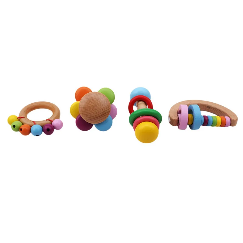 

Kid Wooden Bell Rattles Speelgoed Baby Toy Handbell Musical Educational Instrument Toddlers Rattle Handle Children Gift Toy
