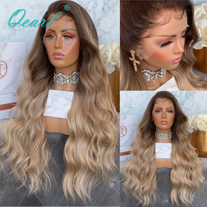 

Ash Brown Blonde Color Human Hair Lace Front Wig for Women Transparent Free Parting 13x4/13x6 Frontal Loose Wave Remy Hair 150%