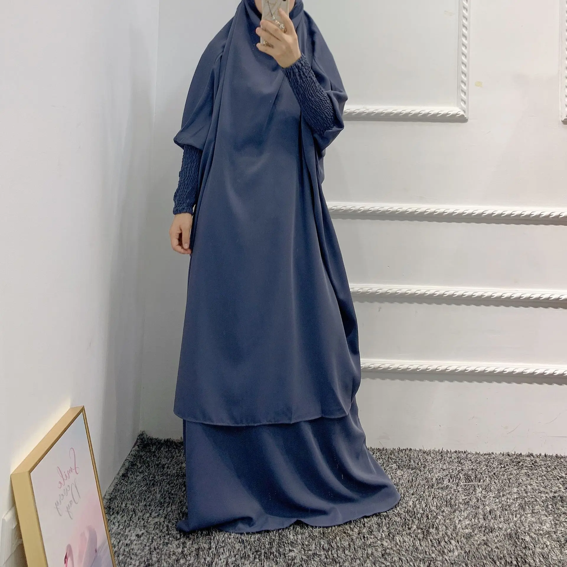 Женское платье макси, однотонное платье в мусульманском стиле