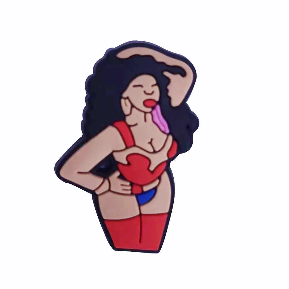 1 шт. Броши из ПВХ значки Значок Крутые девушки Красота Губа Кнопка Рюкзак Одежда Шляпа Декор Аксессуары Ювелирные изделия.