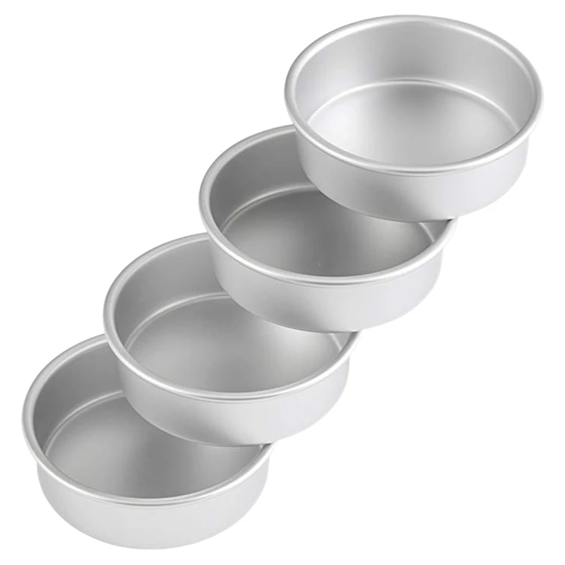 

4 Pcs Cake Pan Aluminum Alloy Round Baking Pans Cake Pans Set Easy to Clean Dishwasher Washable 6.7 Inches Cake Mould