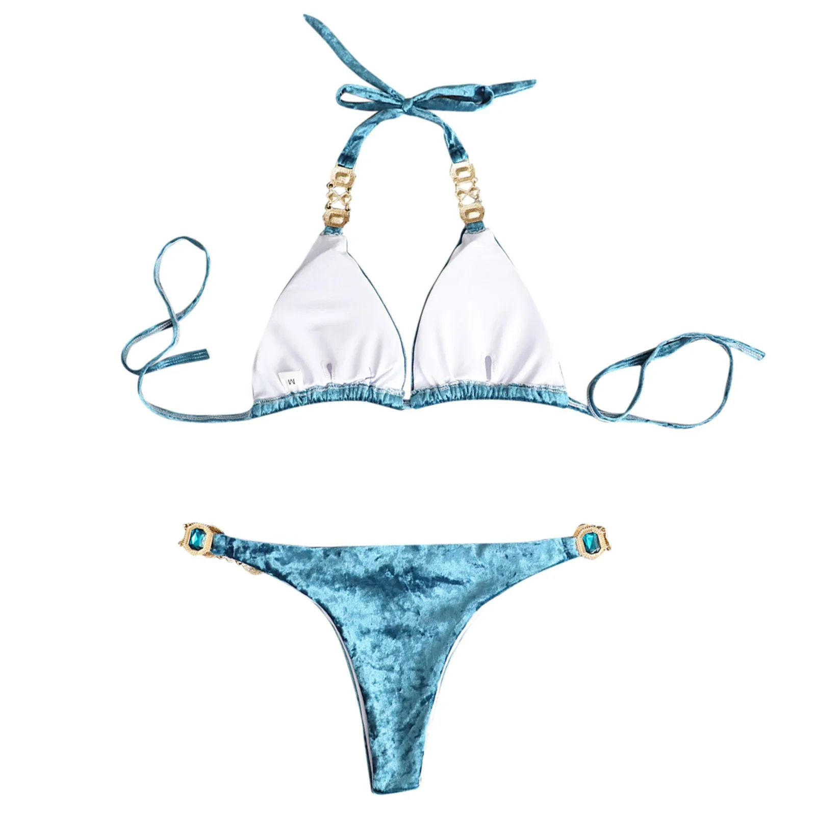 Женский комплект бикини с бархатными бретельками раздельный купальник