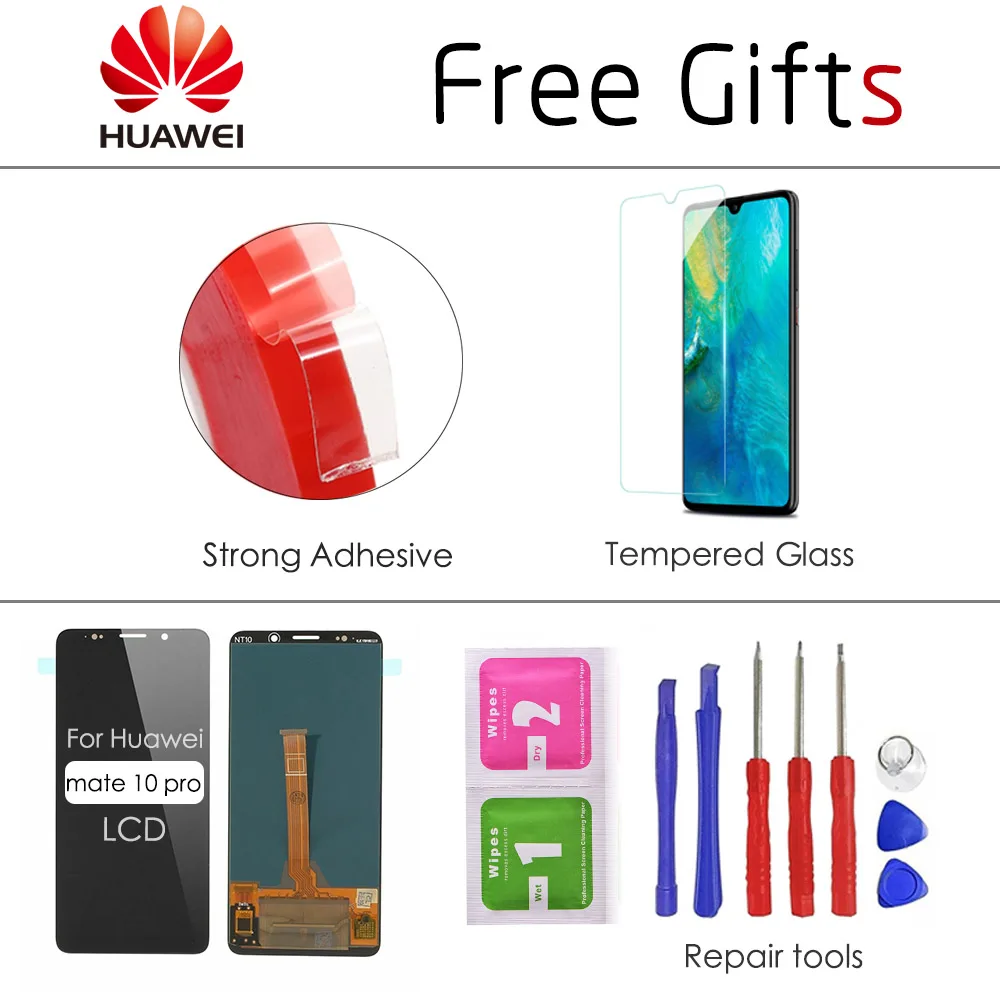 6 0 &quotЖК-дисплей для HUAWEI mate 10 Pro сенсорный экран дигитайзер с рамкой Замена pro
