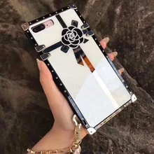 Luxury brand Rose Flowers square high quality case For iPhone 12 11 Pro X 10 XS Max XR 6 7 8 Plus Samsung S10 9 8 20 Plus Cover