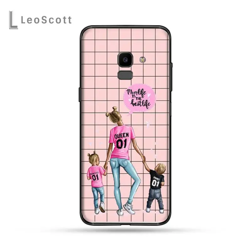 

girl Queen Mom baby pink grid Phone Case For Samsung Galaxy J2 J4 J5 J6 J7 J8 2016 2017 2018 Prime Pro plus Neo duo