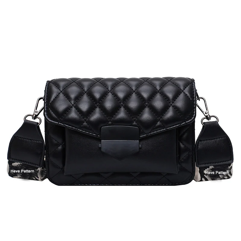 

Shoulder Bags Wide Strap PU Plaid 2021 New Women Shoulder Crossbody Bags For Women
