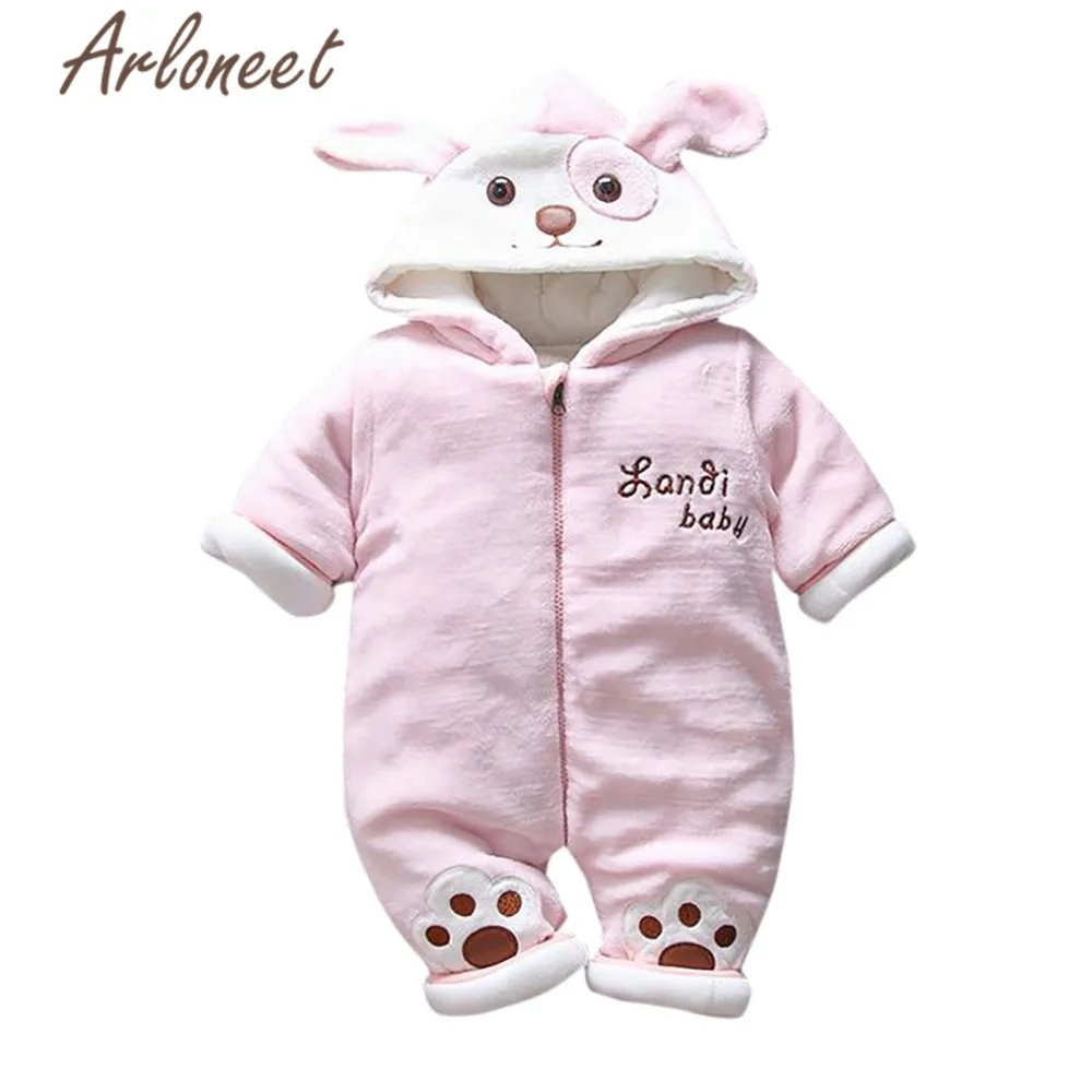 ARLONEET Cartoon Coat Baby Girls Winter Romper Dog Print Cotton Jumpsuit Hooded Outerwear Boy Down Jacket For Girl |
