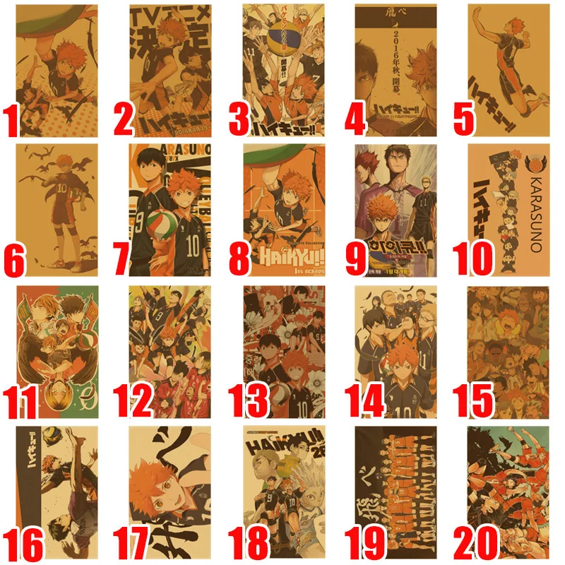 Ретро Японское Аниме Haikyuu! Плакат 2022 г. новый домашний Настенный декор принты
