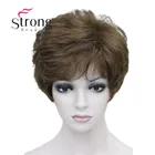 StrongBeauty Shag стиль синтетические парики короткие волнистые слоистые темно-Обурн пользовательские парики для афро-американских
