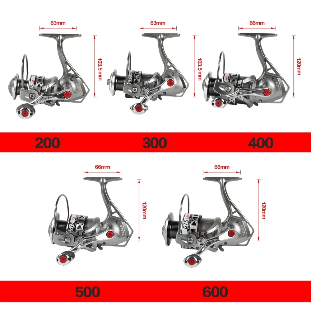 2021 TEBEN GTS1000 Spinning Fishing Reel Metal 5.2:1 18KG Max Drag Stainless Steel Handle Seawater Carp Ice Winter Fishing Gear