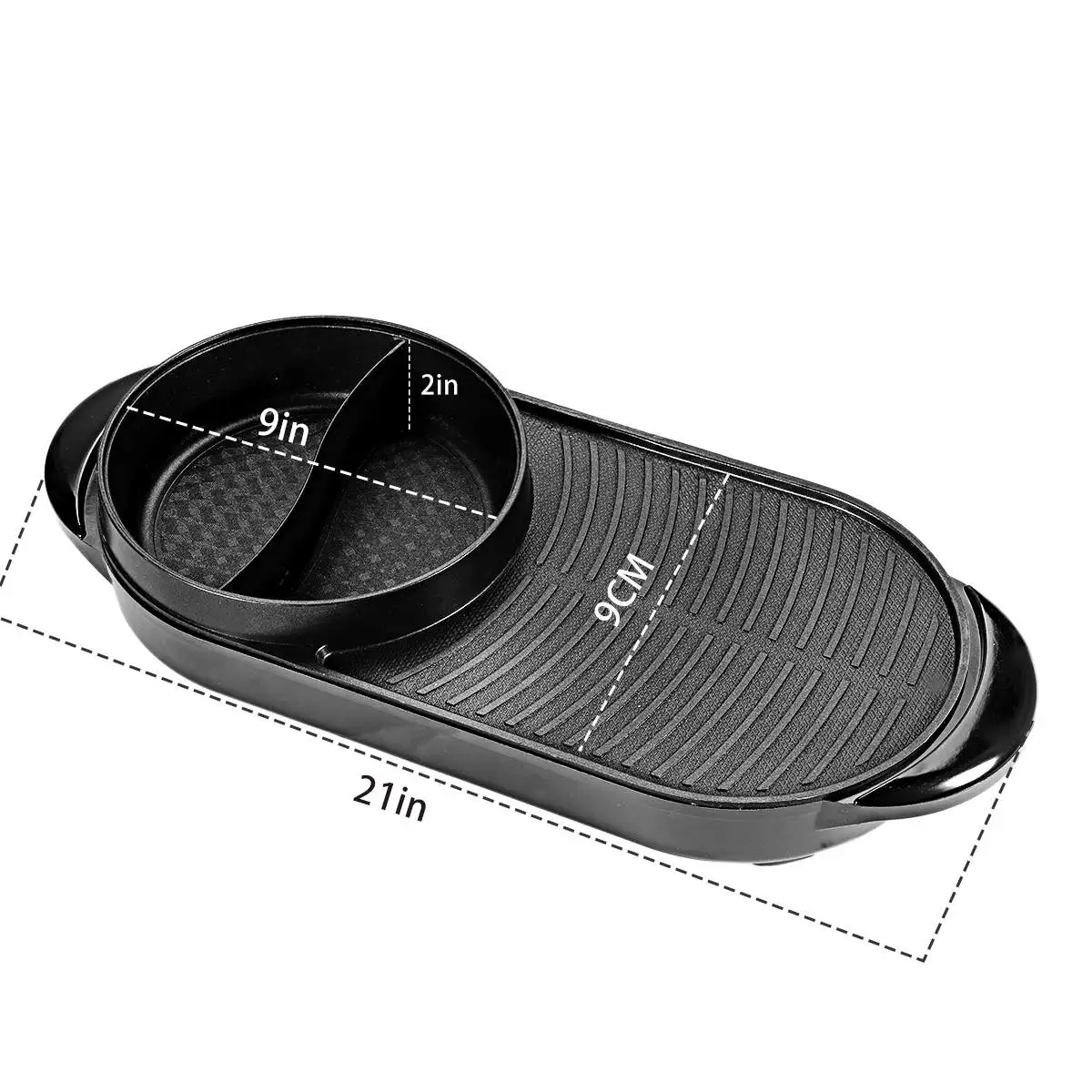

1200W 2 in 1 Electric Hot Pot Oven 110V Smokeless Barbecue Pan Shabu Pot Non-Stick BBQ Griddle Home Hotpot Baking Plate