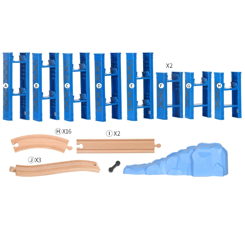 

26PCS Plastic Spiral Train Tracks Wood Railway Accessories Track Bridge Piers With Fit Wooden Thoma Biro Tracks Toys for Kids