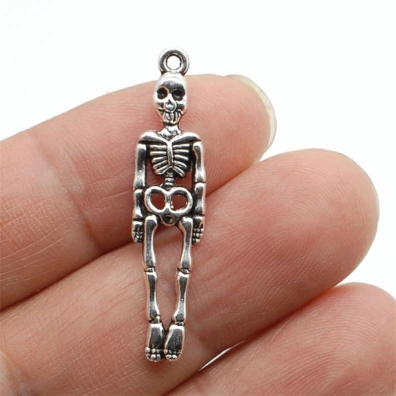 

25PCS Antique Silver Color SKELETON Charm Pendant, Halloween Charm, Human Skeleton Pendant Charm, Charms Supply, 10mmX40mm
