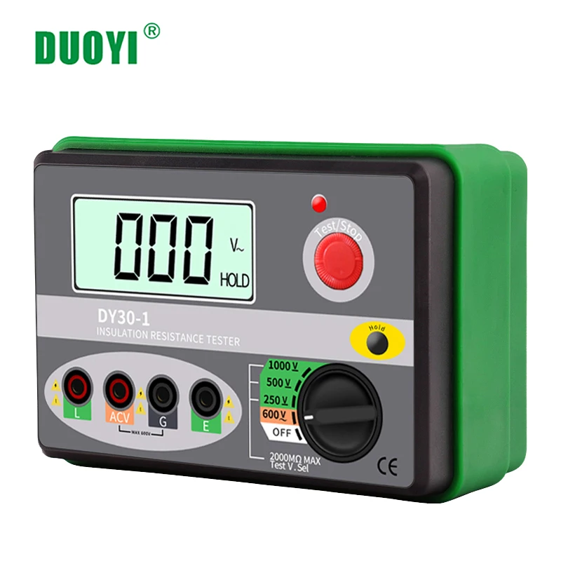 Цифровой измеритель сопротивления изоляции DUOYI DY30-1 2000 м 0hm 250 в 500 в 1000 в Мегаомметр Вольтметр для ремонта автомобильной цепи