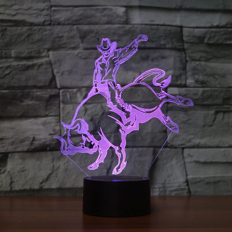 Клоун ковбой цветной светильник 3d Визуальный светодиодный ночник s для детей