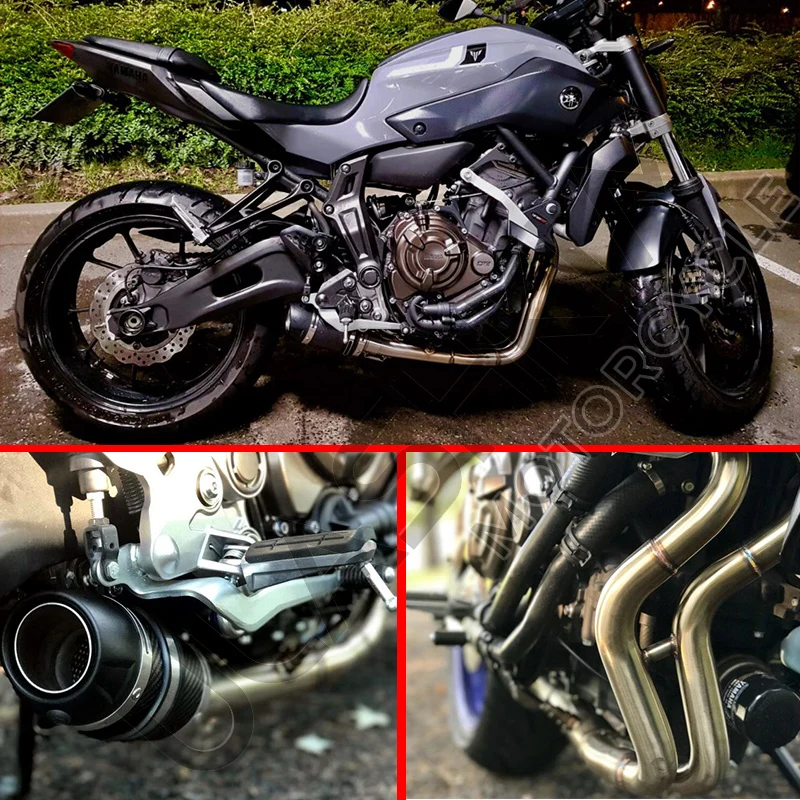 

MT07 FZ07 Motorcycle Exhaust contact middle pipe connector for YAMAHA MT-07 FZ-07 2014-2019 XSR700 2016-2019 Slip On