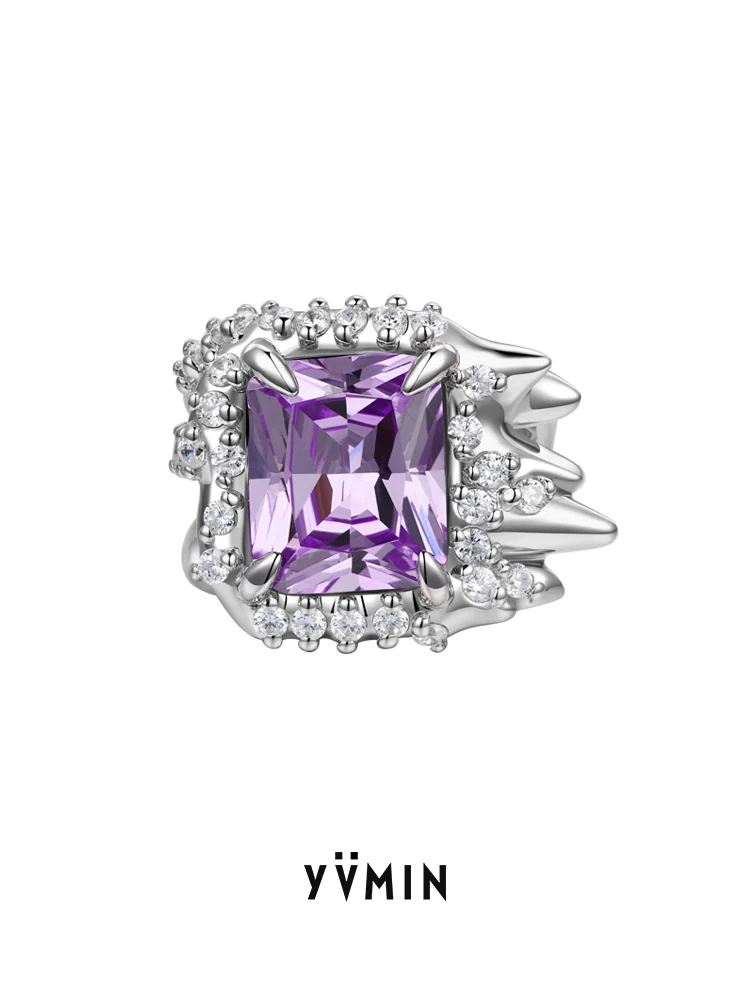 

YVMIN YVMIN Ripple 2021 Spring and Summer Series Square Purple Gem Liquefied Ring S925 Silver