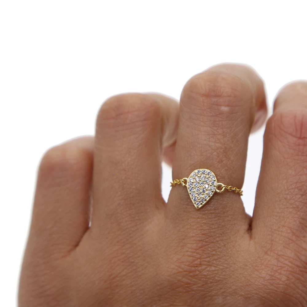 Элегантный серебристый цвет воды с капелькой слезинкой CZ регулировки тонкая