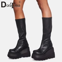 doratasia big size 35 43 brand design ladies high platform boots fashion zip high heels boots women 2020 wedges shoes woman
