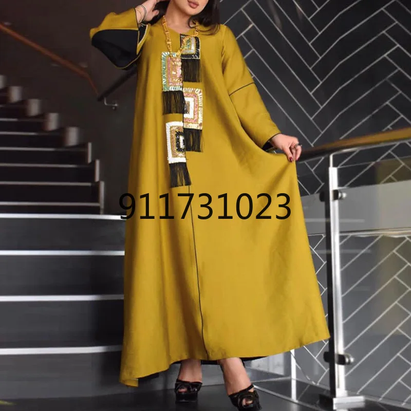Африканские платья Дашики для женщин Abaya женское платье с блестками и бахромой в