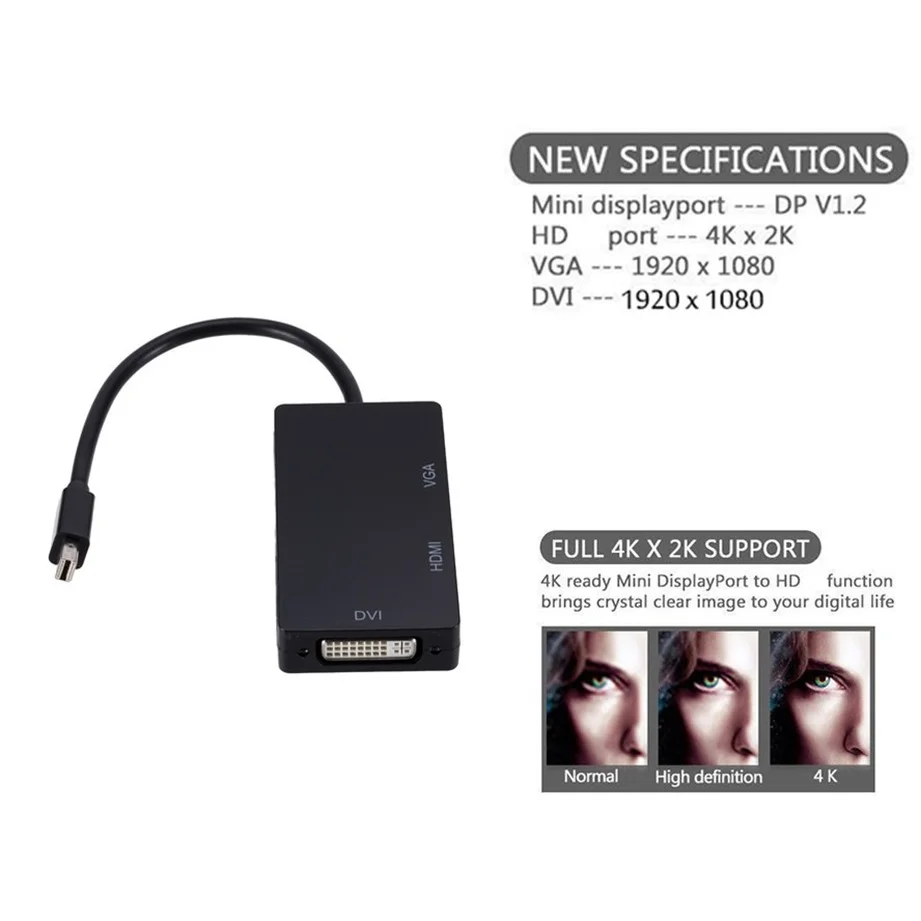 Mini DP к HDMI-совместимый 3 в 1 Thunderbolt DisplayPort VGA DVI кабельный разъем для Apple iMac Mac Book Monitor