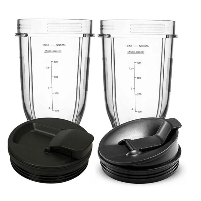 AD-for Nutri Ninja 18 Oz Cup with 2 Sealing Caps, Suitable for 900W/1000W NINJA Juicer Series Blender (2 Pack)