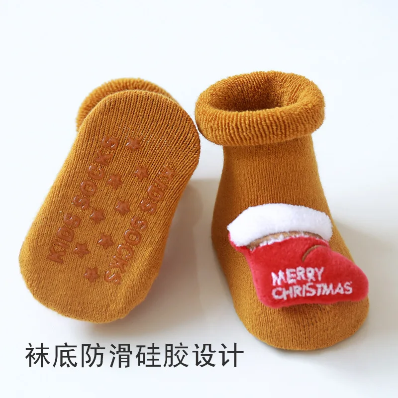 Детские рождественские носки осенне зимние хлопковые махровые для пола