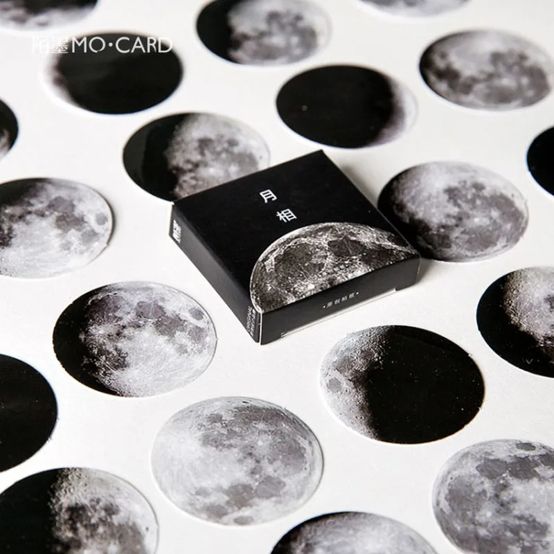 

45 pcs/Pack Black White Moon Phases Handbook Albums Decorations DIY Stickers