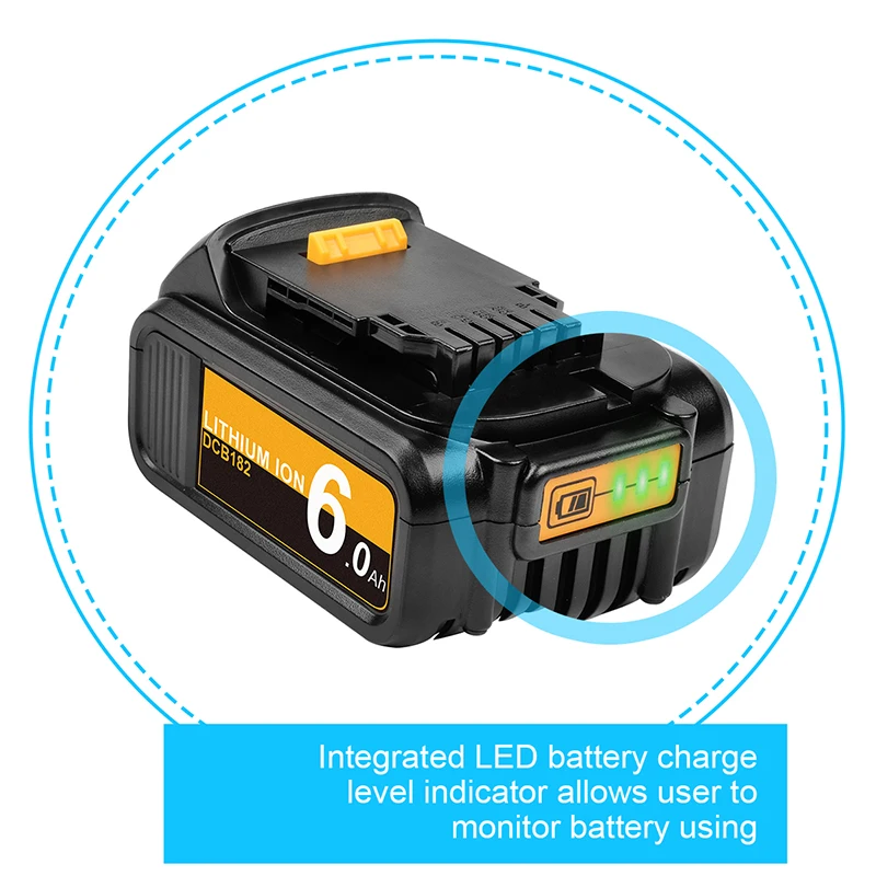 Литий-ионный аккумулятор Turpow 18 в 6 0 А · ч DCB182 для электроинструментов Dewalt DCB180 DCB181