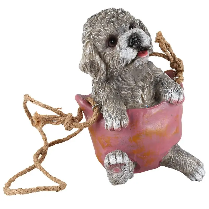 Новый Моделирование смолы Тедди собака качели висячие орнамент пейзаж