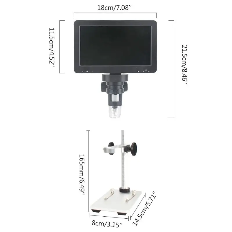 

7 inch Digital Microscope 1200X 12MP Camera Magnifier Long Object Distance for PCB/SMD Repair Soldering w/ wire control